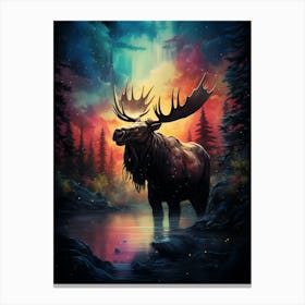 Kbgtron A Moose Colorful Lights In The Style Of Fantastical Cre B067160b C4e9 4eb5 A4d6 Abfb3b3bc443 Canvas Print