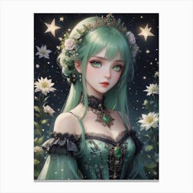 Green Haired Girl Canvas Print