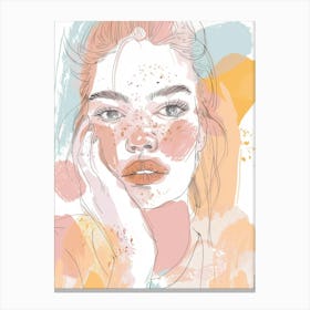 Watercolor Girl With Freckles Canvas Print