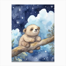 Baby Sloth Sleeping In The Clouds Canvas Print