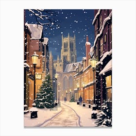 Winter Travel Night Illustration York United Kingdom 2 Canvas Print