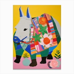 Maximalist Animal Painting Rhinoceros 2 Canvas Print