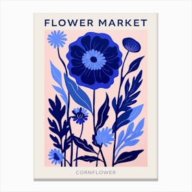 Blue Flower Market Poster Cornflower Market Poster 3 Canvas Print