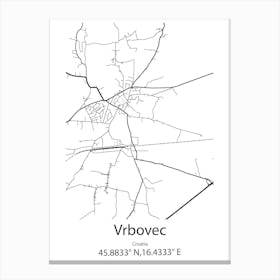 Vrbovec,Croatia Minimalist Map Canvas Print