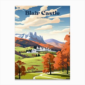 Blair Castle Scotland Autumn Modern Travel Illustration Canvas Print