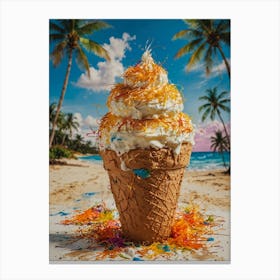 Ice Cream Cone On The Beach 7 Canvas Print