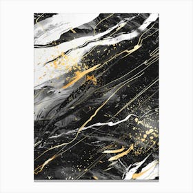 Abstract Black And Gold Marble Painting Canvas Print