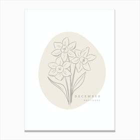 December Narcissus Birth Flower | Neutral Florals Canvas Print