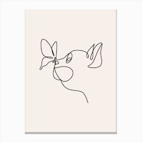 Cat with Butterfly Line Art Canvas Print