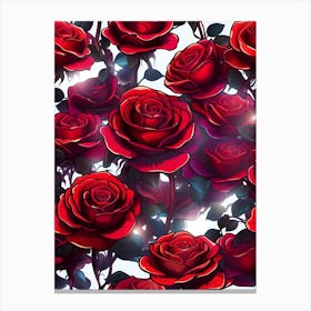 Red Roses Seamless Pattern 3 Canvas Print