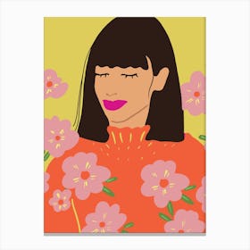 Illustration Of A Woman With Flowers 1 Canvas Print