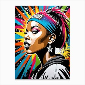Graffiti Mural Of Beautiful Hip Hop Girl 35 Canvas Print