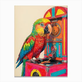 Parrot On A Jukebox Canvas Print