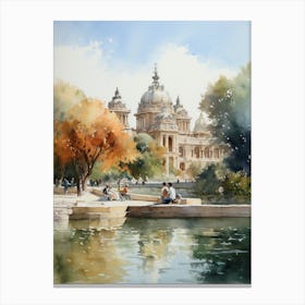 Parque Del Retiro Spain Watercolour Painting 2  Canvas Print