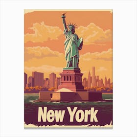 Aihrgdesign A Retro Travel Poster For New York Featuring The 2 Canvas Print