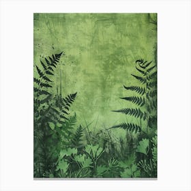 Grunge Background With Ferns Canvas Print