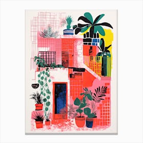 A House In Madrid, Abstract Risograph Style 3 Canvas Print
