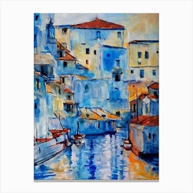 Port Of Corfu Greece Abstract Block 2 harbour Canvas Print