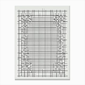 Abstract Minimalist Grid with Broken Lines - Black and White Design Canvas Print