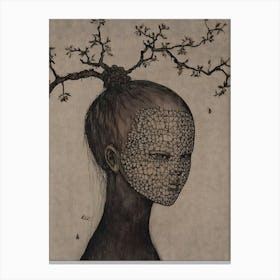 Woman With Branches On Her Head Canvas Print