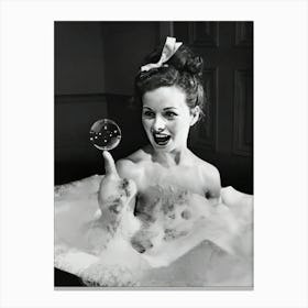 Woman Bubble Bath Canvas Print