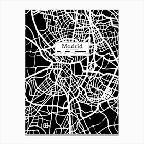 Madrid City Map, Spain — Hand-drawn map, vector black map Canvas Print