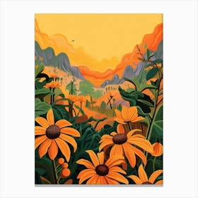 Boho Wildflower Painting Brown Eyed Susan 3 Canvas Print