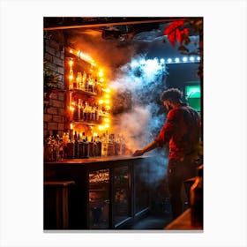 Bartender In A Bar Canvas Print