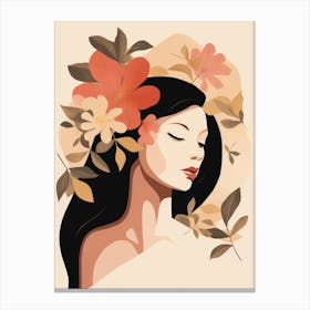 Portrait Of A Woman With Flowers Canvas Print