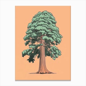 Sequoia Tree Minimalistic Drawing 3 Canvas Print