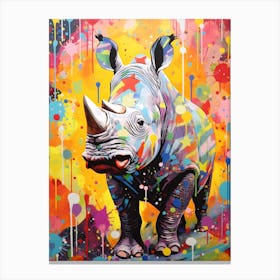 Paint Splash Dotty Rhino 5 Canvas Print