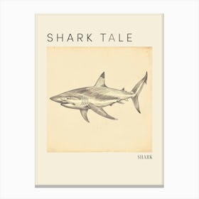 Vintage Shark Illustration 3 Poster Canvas Print