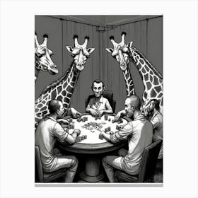 Giraffes Playing Poker Canvas Print