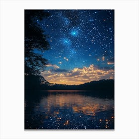 Night Sky Over Lake 15 Canvas Print