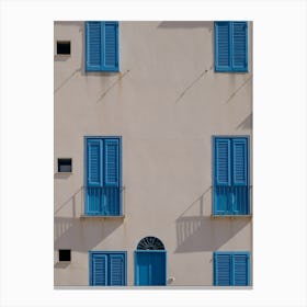 Blue Shutters On A House In Sicily Canvas Print