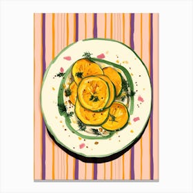 A Plate Of Pumpkins, Autumn Food Illustration Top View 1 Canvas Print
