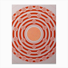 Geometric Abstract Glyph Circle Array in Tomato Red n.0219 Canvas Print