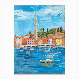 Travel Poster Happy Places Rovinj 4 Canvas Print