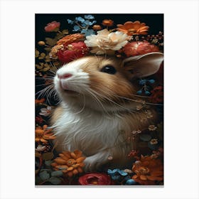 Hamster With Flowers Canvas Print