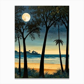 William Morris Full Moon At The Beach 1 Canvas Print