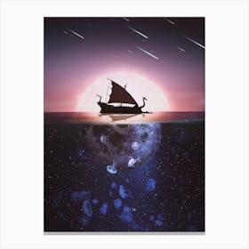 Drakkar Between Sun And Moon Canvas Print