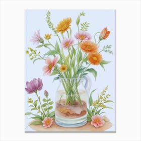 Flowers In A Pitcher Canvas Print