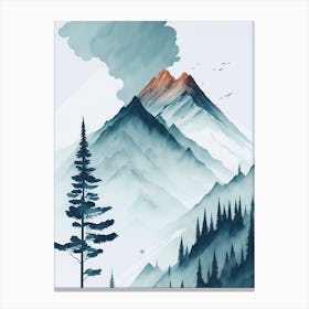 Mountain And Forest In Minimalist Watercolor Vertical Composition 377 Canvas Print