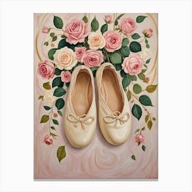 Pink Ballet Shoes and Roses Canvas Print