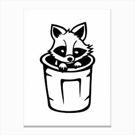 A Minimalist Line Art Piece Of A Cozumel Raccoon 1 Canvas Print