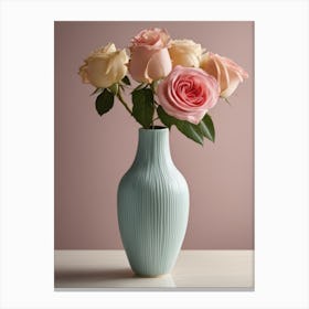 A Vase Of Pink Roses 31 Canvas Print