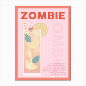 Pink And Red Zombie Cocktail Canvas Print