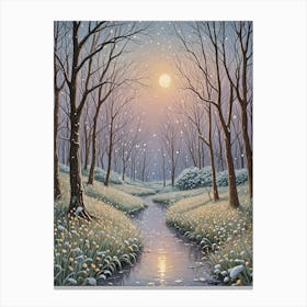 Soft Hues Snowy Stream Canvas Print