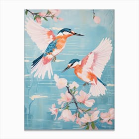Vintage Japanese Inspired Bird Print Kingfisher 2 Canvas Print