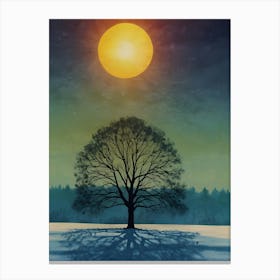 Lone Tree In The Snow 1 Canvas Print